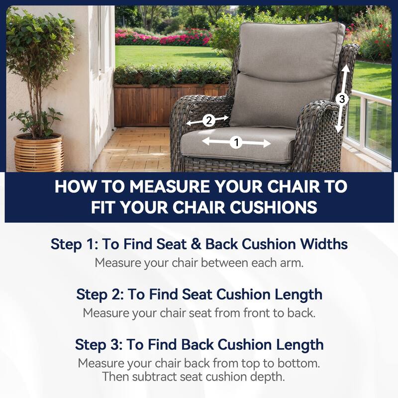 All-Weather Deep Seating Chair Cushions for Patio Chairs
