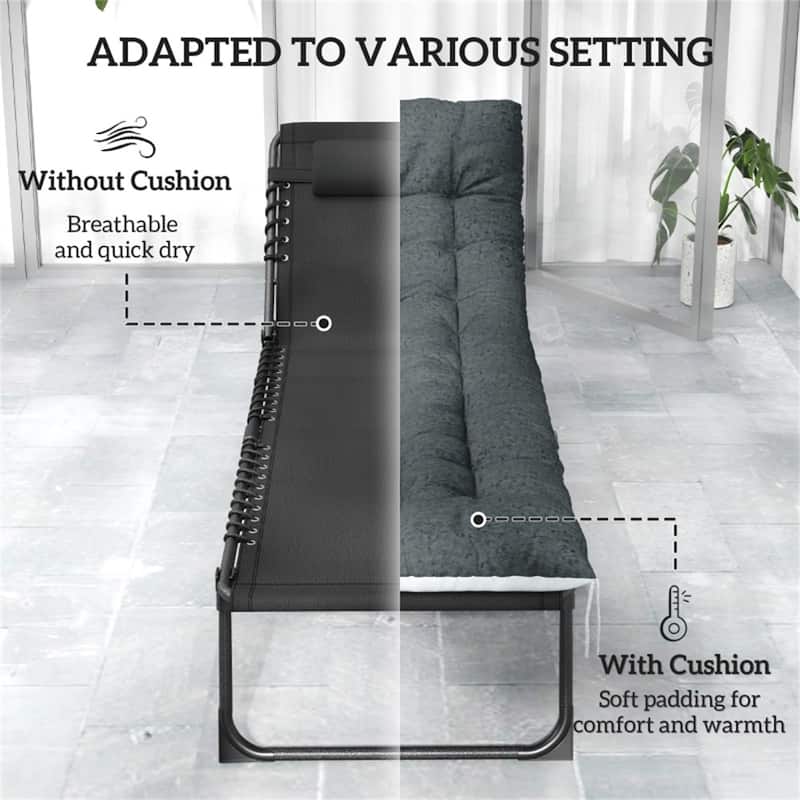 2-Pack Adjustable Outdoor Breathable Mesh Chaise Loungers with Cushions and Side Pockets - 23.6" W x 74.8" D x 12.2" H