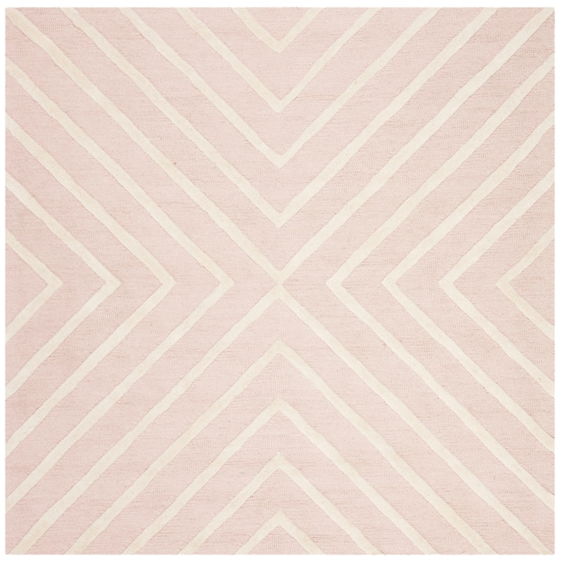 SAFAVIEH Handmade Kids Brionna Wool Rug - 5' Square - Pink/Ivory