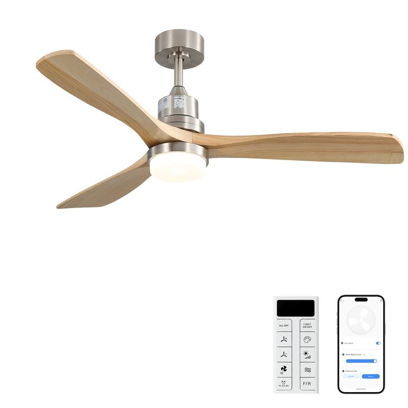52 Inch Ceiling Fan with Smart Dimmable LED Lighting - Brushed Nickel