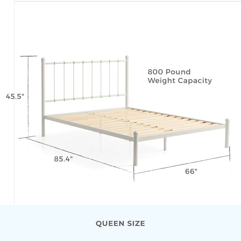Brookside Phoebe Metal Platform Bed with Vertical Bar Metal Headboard and Round Accents