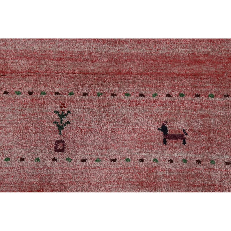 Tribal Pink Gabbeh Indian Area Rug Handmade Wool Carpet - 5'1" x 7'10"