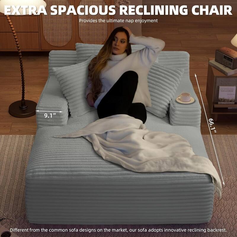 Rossetta Corduroy Upholstered Modern Oversized Chaise Lounge Chair