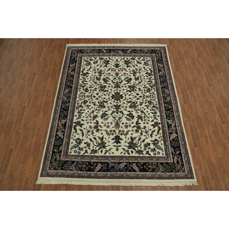 Hand Knotted Oriental 100% Wool Carpet Traditional All-Over Beige & Ivories Kashan Area Rug - 11' 10'' X 9' 0''