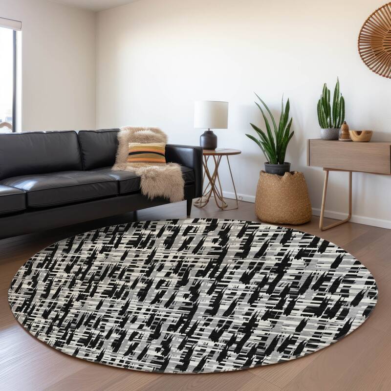 Premium Washable Super Soft Abstract Weave Mayfield Rug - Black - 8' x 8'