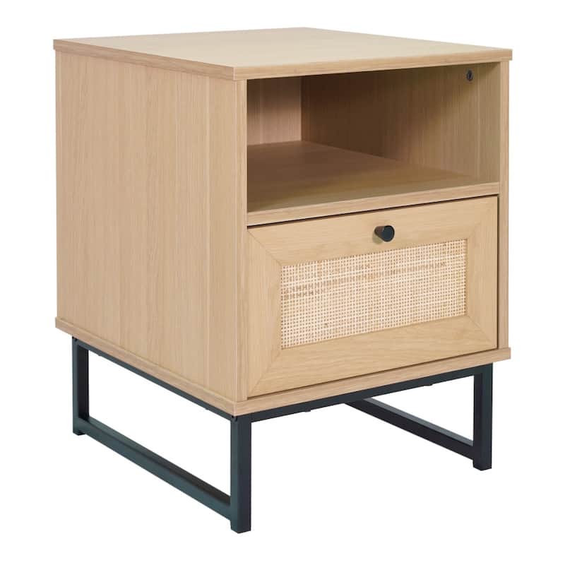 Mid-Century Modern Side Table with Storage Drawer and Shelf - 17"W x 19"D x 22"H