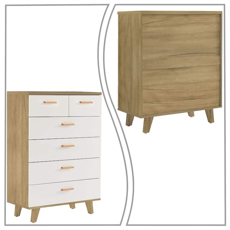 Modern Farmhouse Style Wooden Dresser with Wooden Handles