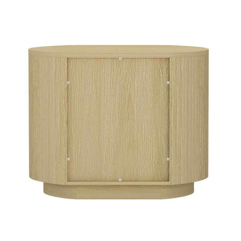 Modern Nightstand with 2 Drawers Natural Oak Finish Ribbed Texture