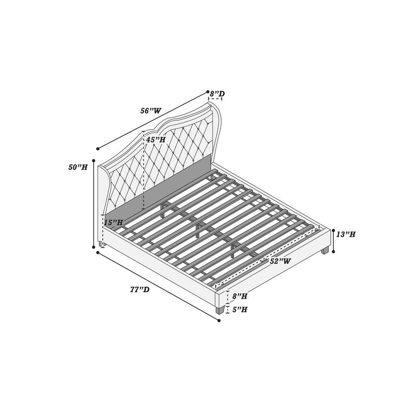 Black Full Bed with Wood Frame, Faux Leather, Assembly Required