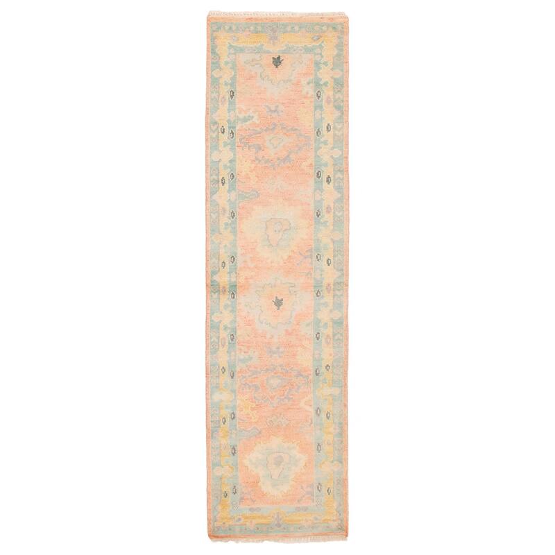 ECARPETGALLERY Hand-knotted Modern Oushak Coral Wool Rug - 2'6 x 9'9 - Coral - 2'6 x 9'9