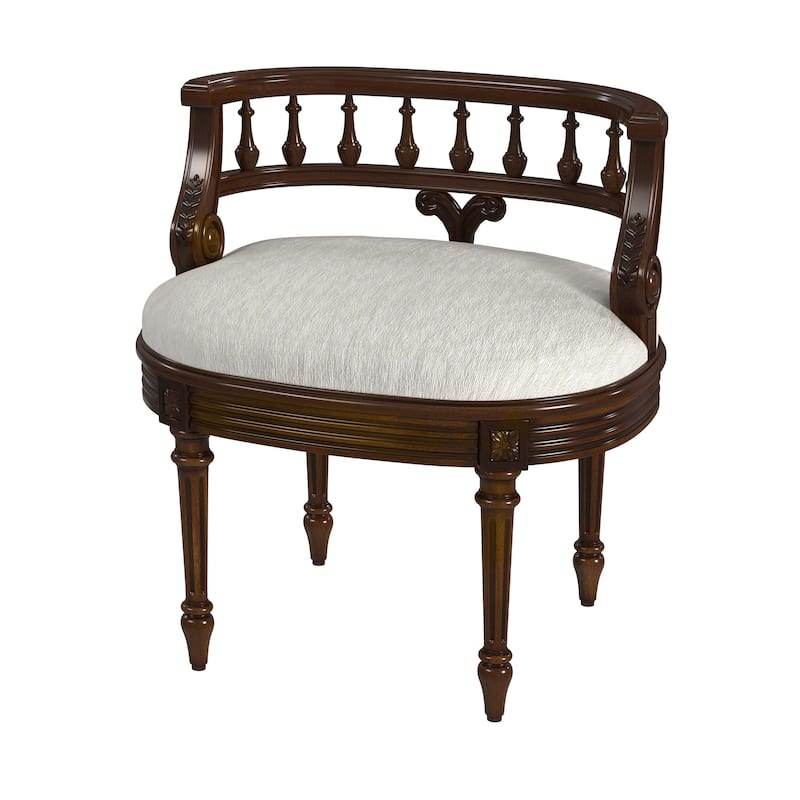 Hathaway 22.5 in. W Oval Upholstered and Wood Traditional Vanity Seat