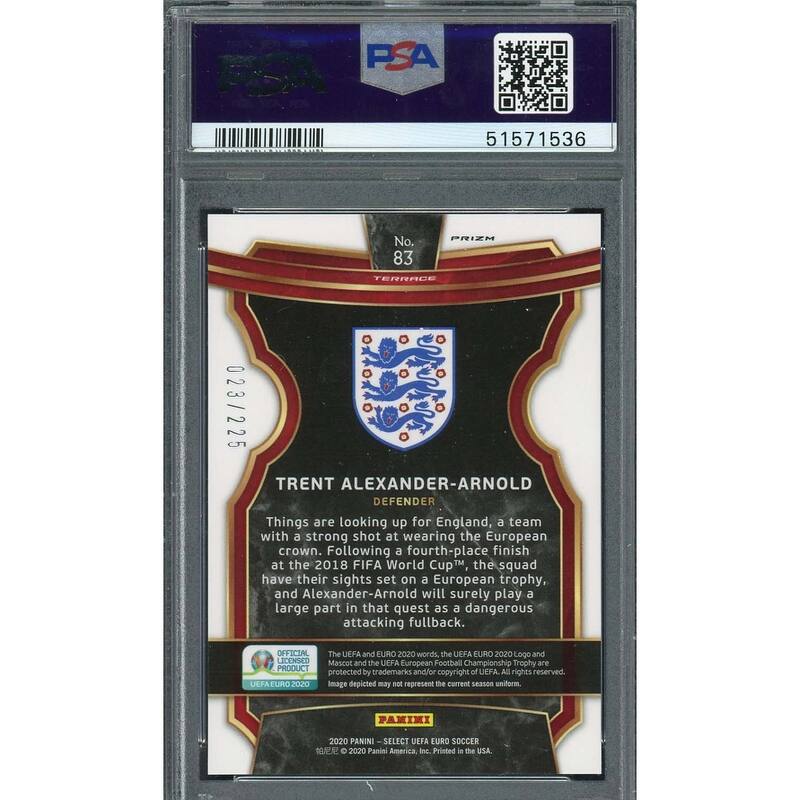 Trent Alexander Arnold 2020 Select UEFA Euro Blue Prizm Card #83 PSA 10 /225 - 8'6" x 11'6"