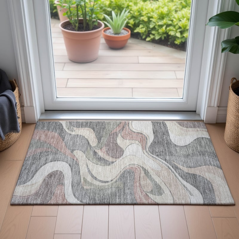 Machine Washable Indoor/Outdoor Soft Contemporary Chantille Rug