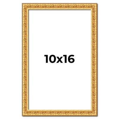 10x16 Frame Gold Real Wood Picture Frame Width 1 inches | Interior