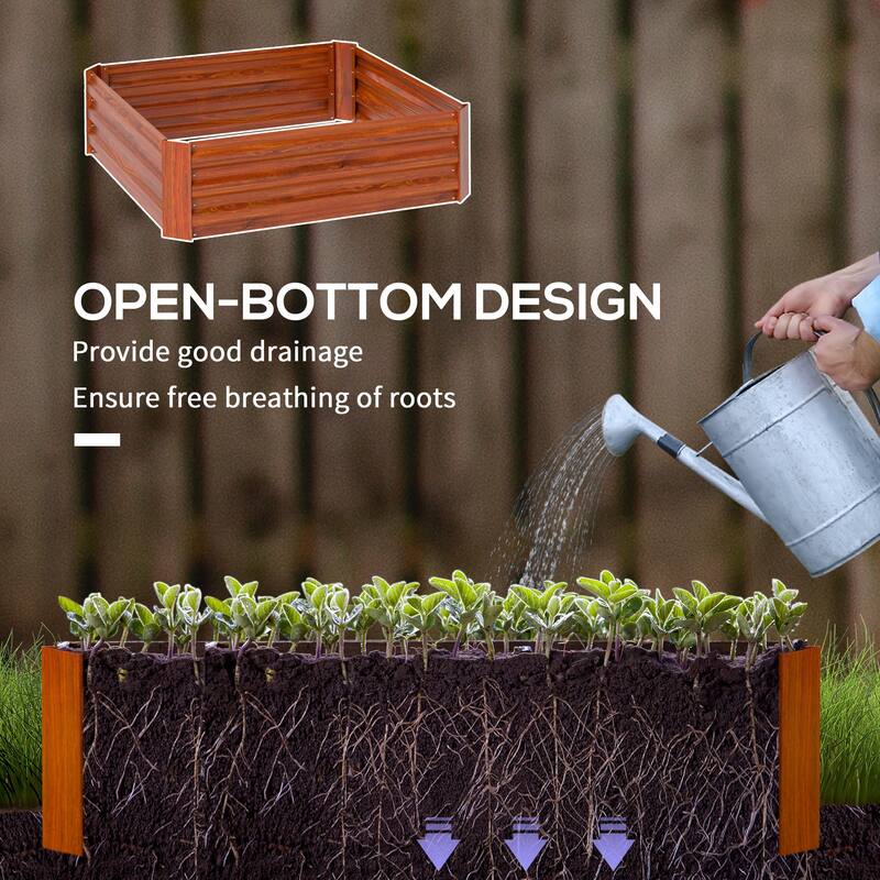 2-Piece Galvanized Steel Raised Garden Bed with Drainage - 39.25" L x 39.25" W x 11.75" H