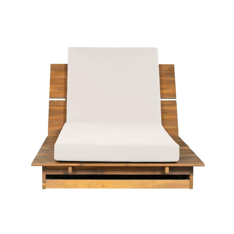 Christopher Knight Home - Modern Indoor/Outdoor Acacia Wood 3-Position Adjustable Chaise Lounge with Water-Resistant Cushion