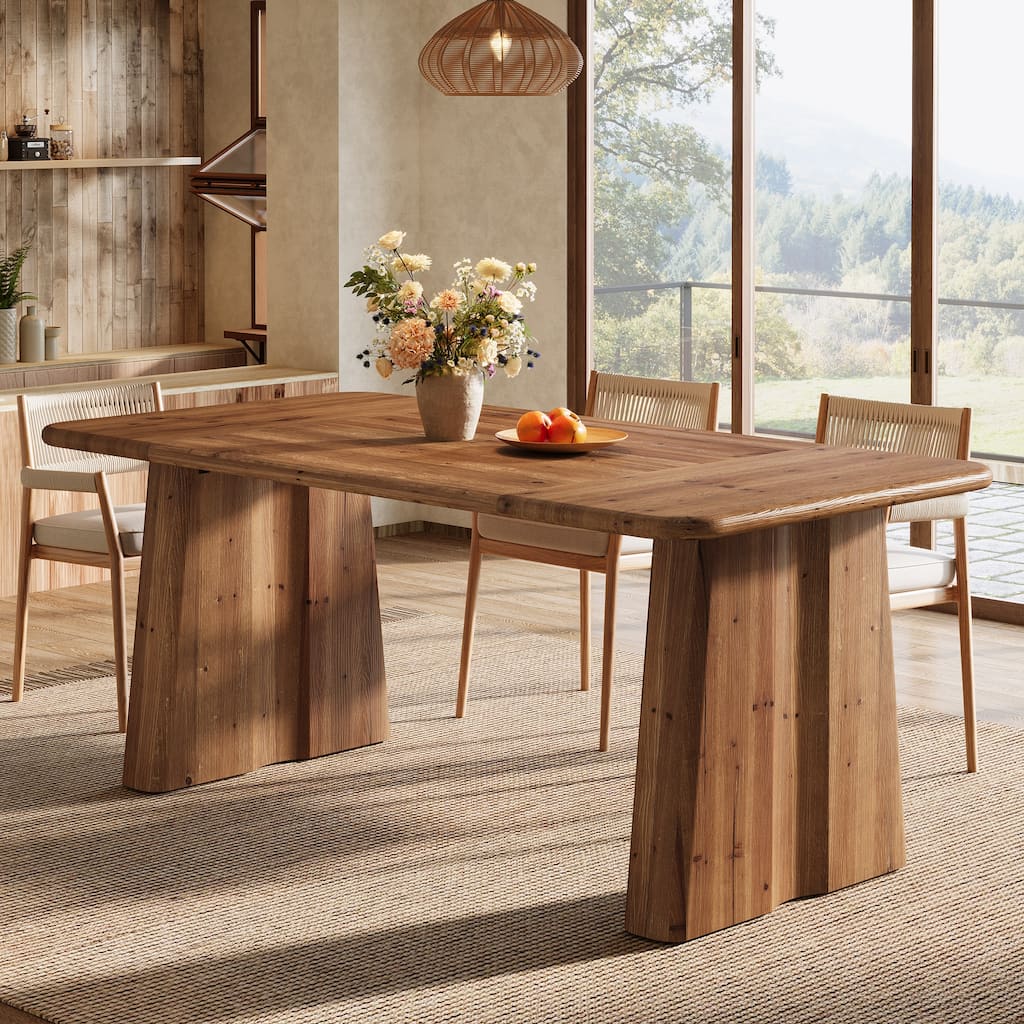 63 Inches Farmhouse Solid Wood Kitchen Dining Table for 4