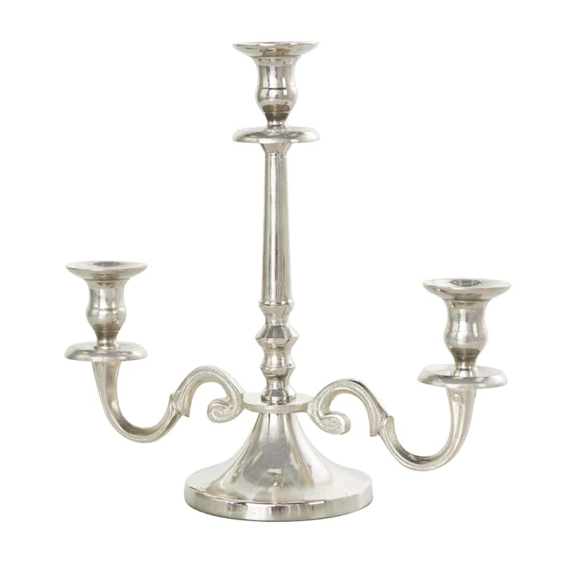 Aluminum Metal Scrolled Candelabra - Gold or Silver - Roche River Decor