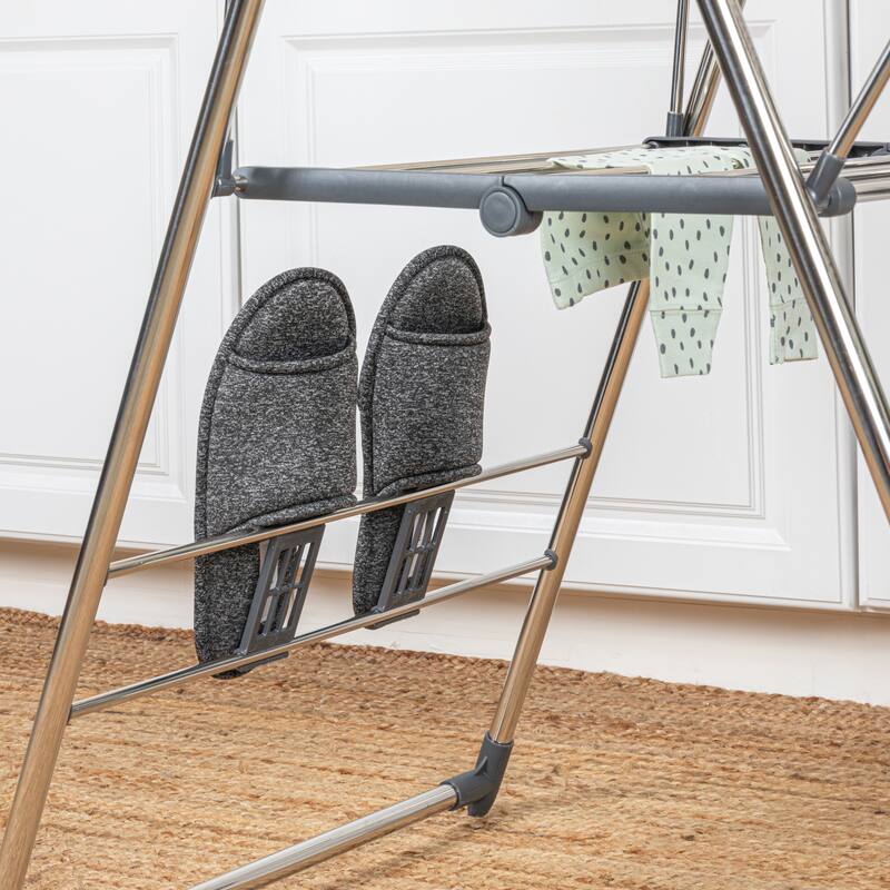 Household Essentials Multi Tier Stainless Steel Drying Rack with T Bar and Side Wings