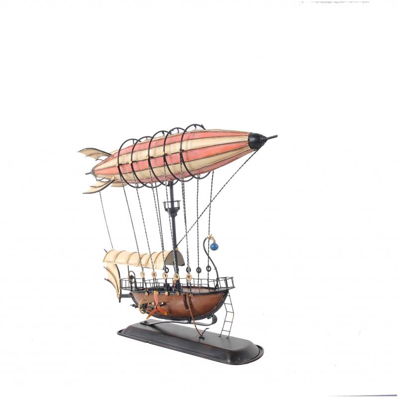 HomeRoots 12" Pink and Orange Metal Hand Painted Model Airplane Tabletop Sculpture - 5' X '12' X '14