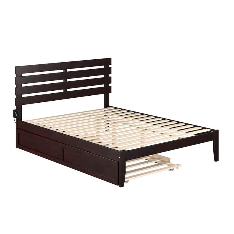 Twin XL Trundle Bed with Storage - Modern Espresso Finish - Home Bedroom Furniture