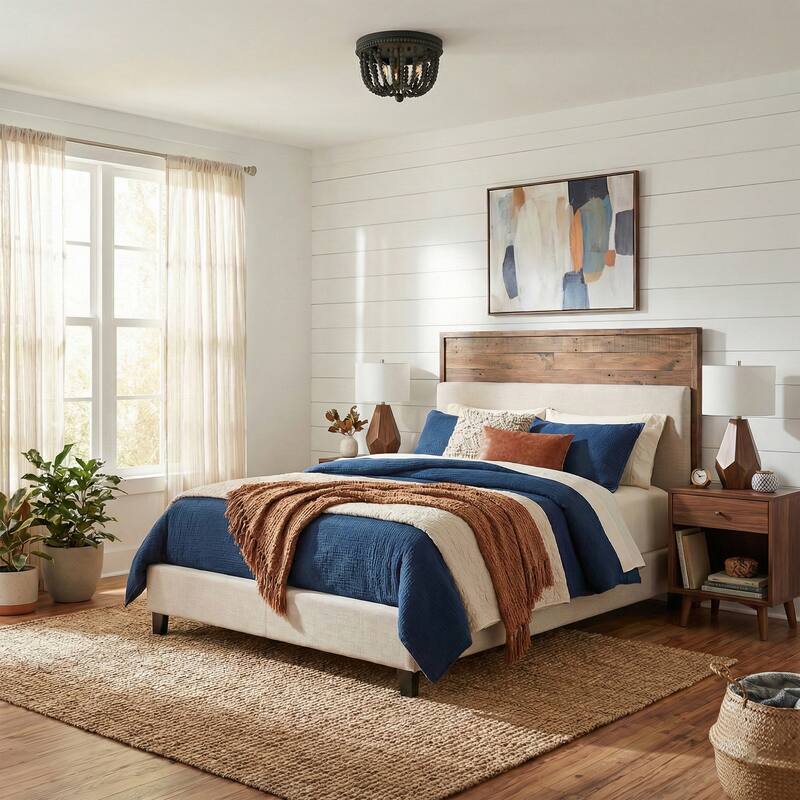 Fidenza 3-light Boho Beaded Flush Mount Ceiling Light Farmhouse Coastal Dome Lighting - 12 inches