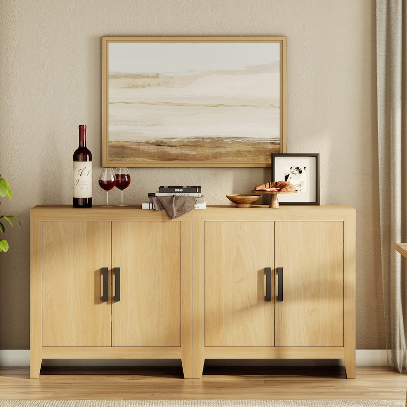 WAMPAT Farmhouse Buffet Cabinet , Versatile Sideboard for Kitchen, Dining & Living Room - 62" Wide - Oak