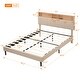 preview thumbnail 10 of 20, Queen Size Upholstered Platform Bed with Storage Headboard and USB Port, Linen Fabric Storage Bed Frame for Kids Teens Adults