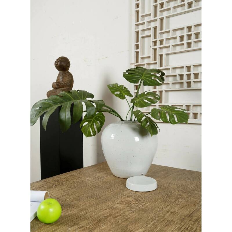 Artissance 13.3 in. Tall Off White Matte-Glazed Porcelain Clara Ginger Round Jar with Lid