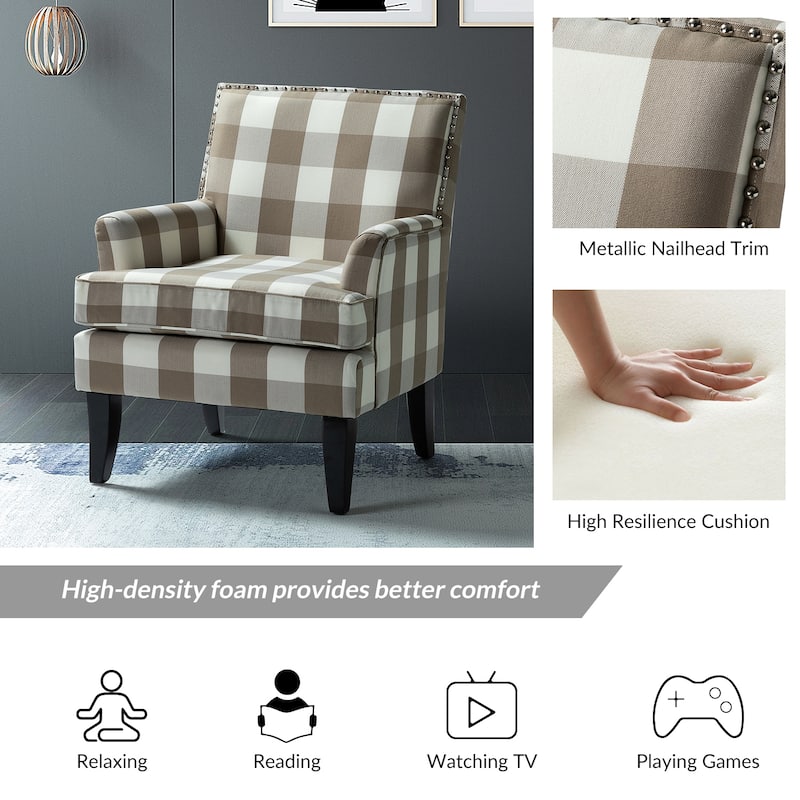 Akorda French Country Armchair with Nailhead Trim and Solid Wood Legs by HULALA HOME