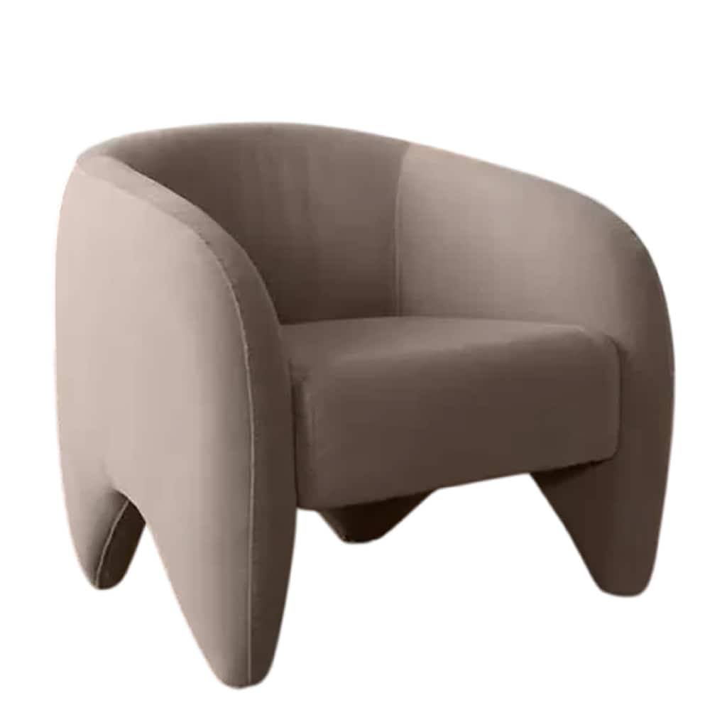 Kiol Accent Chair, Winter Mink Gray Performance Velvet, Sloping Arms