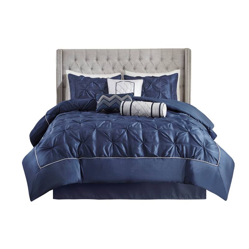 GDF Studio - Laurel 7-Piece Tufted Comforter Set with Decorative Pillows