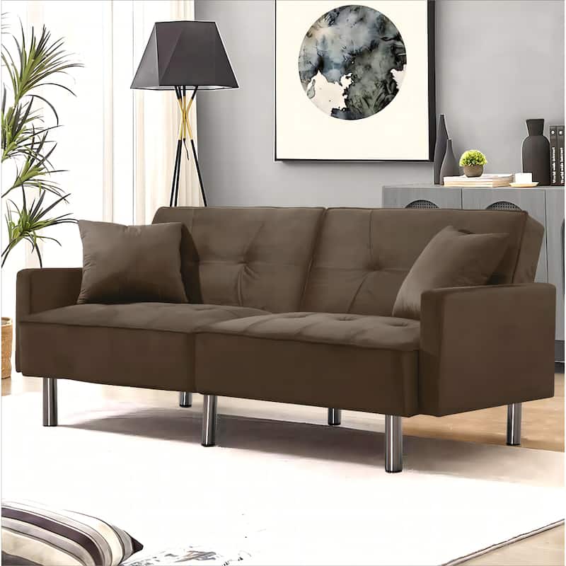 80'' Convertible Sofa Sleeper Futon Sofa Bed - Brown
