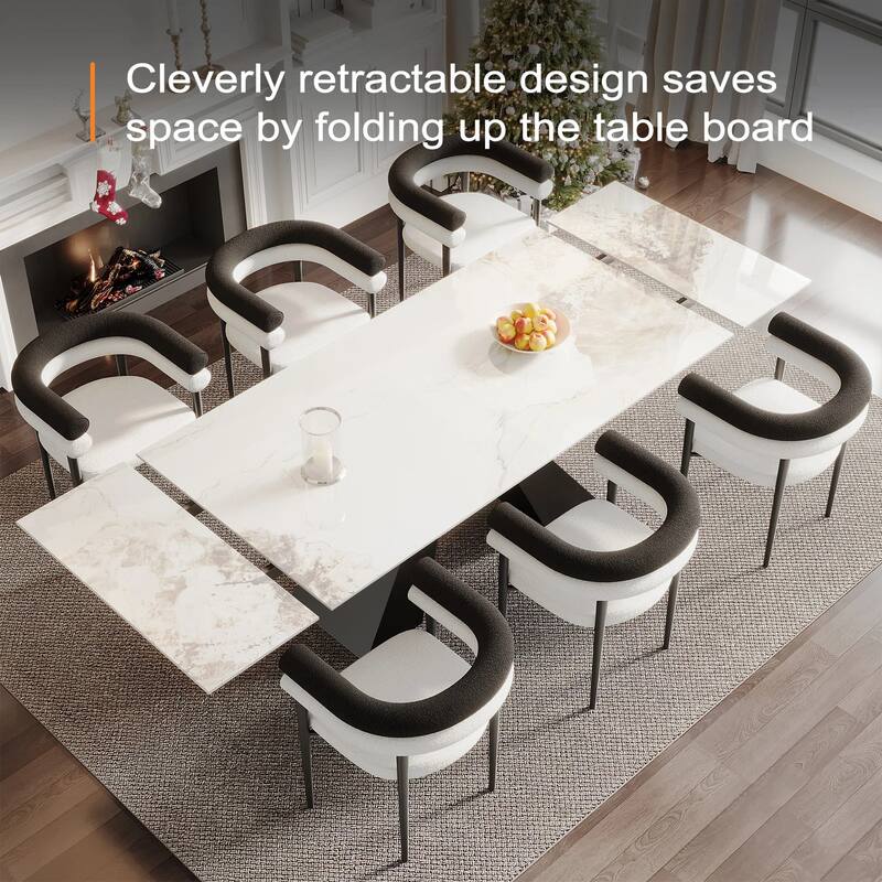 Extendable Rectangular Sintered Stone Double Pedestal Dining Table