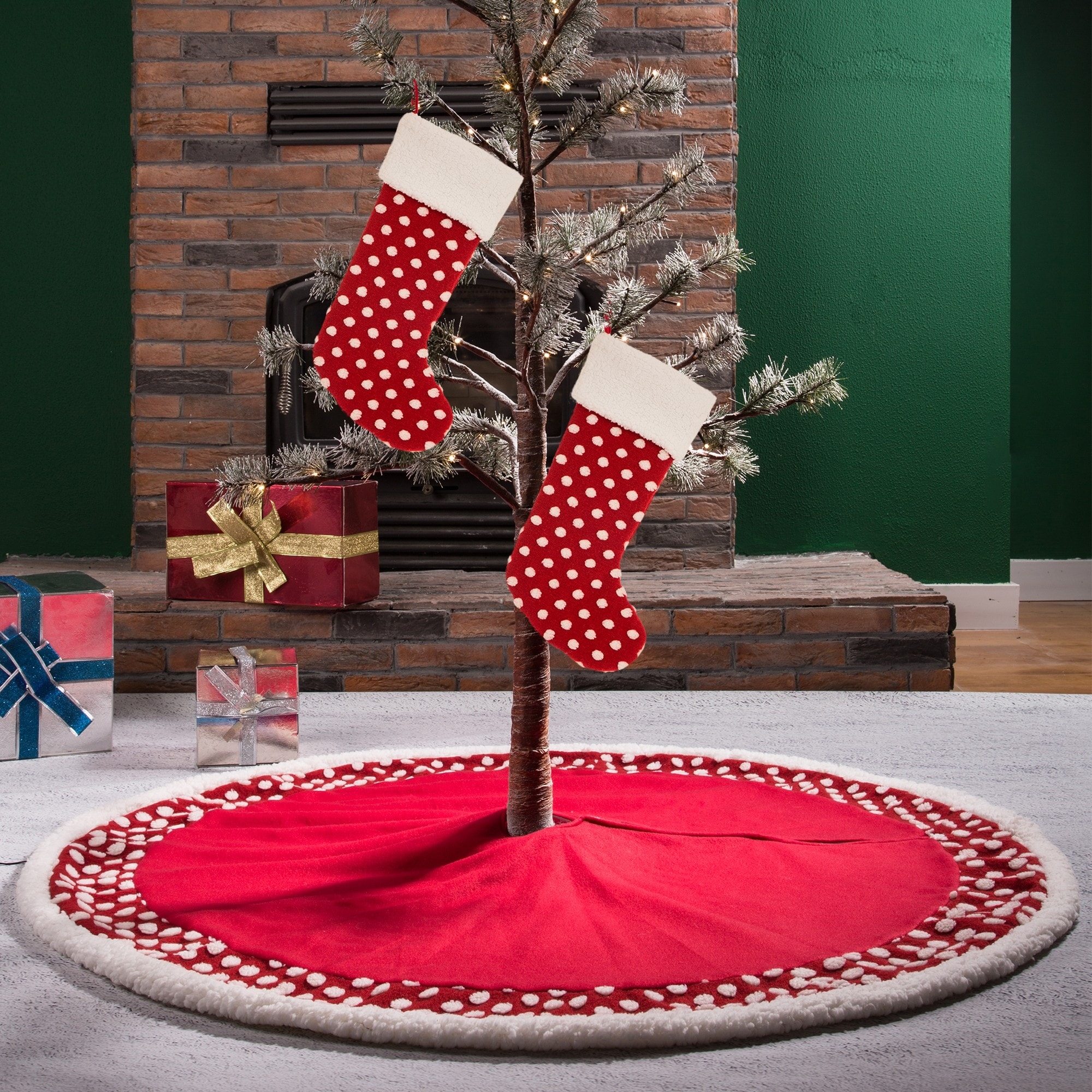 Glitzhome Christmas Pompom Christmas Stockings or Skirt - On Sale Overstock - 29824913