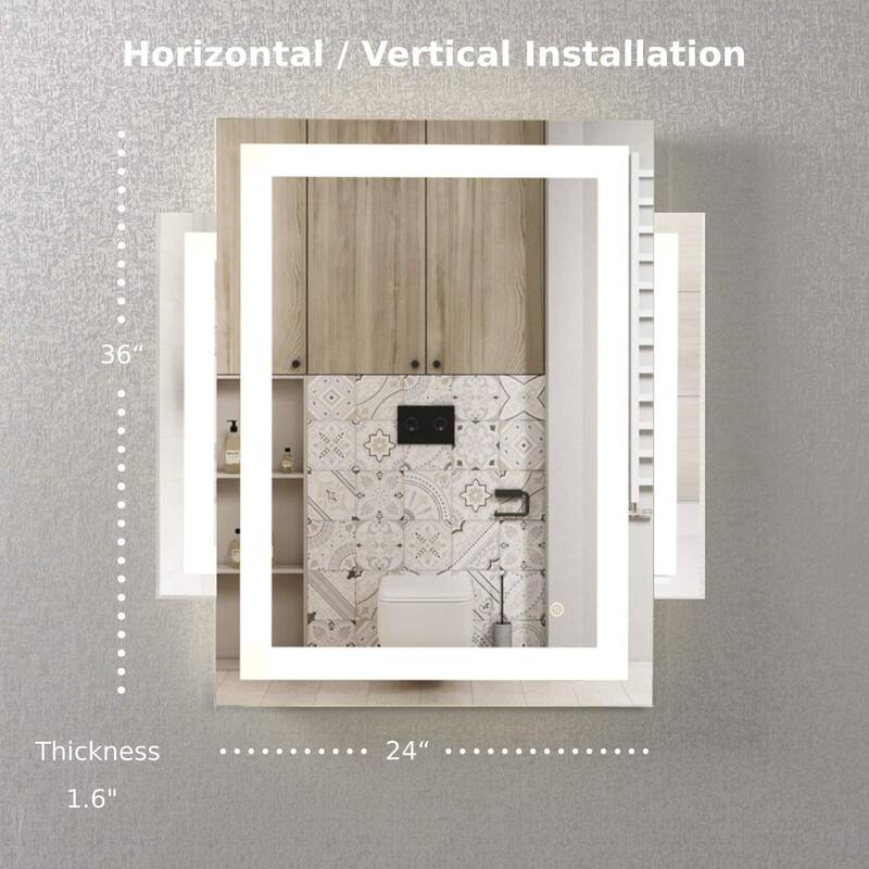 WINGBO LED Bathroom Mirror Wall Mounted, Anti Fog Vanity Lighted Mirror