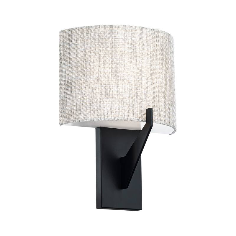 Fitzgerald Fabric Wall Sconce 3-CCT 2700K-3000K-3500K - 8 inches - Black - 3500K