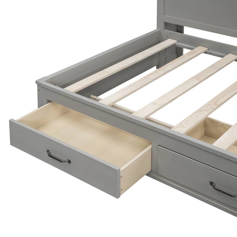Wooden Daybed with Drawers,shelf,Sockets and USB Ports