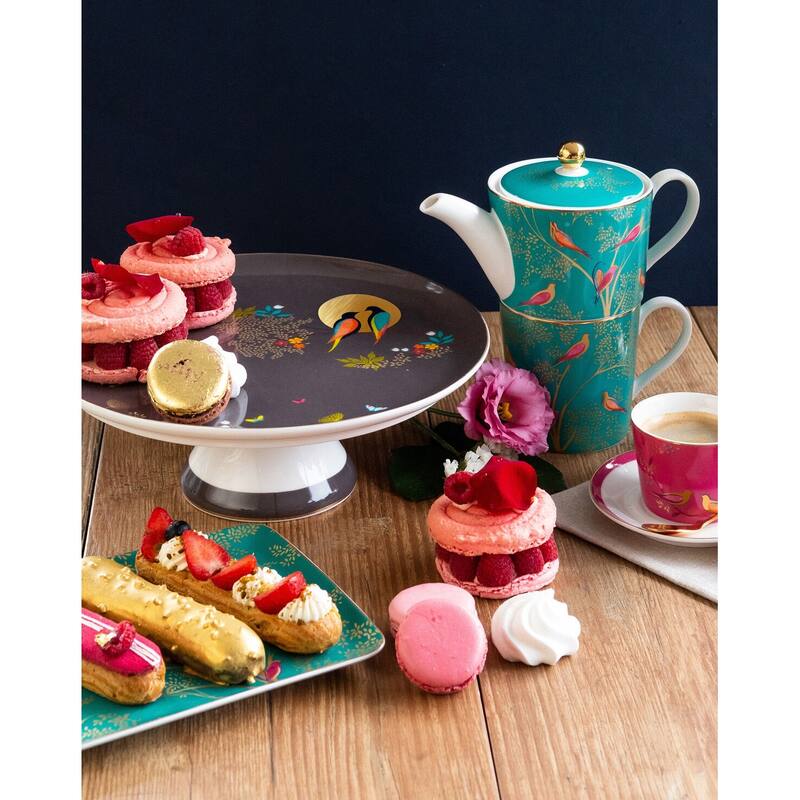 Portmeirion Sara Miller London Chelsea Set of 4 Espresso Cups and Saucers - 4 oz