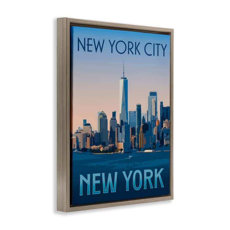 Stupell New York Landmark Skyline Framed Floater Canvas Wall Art Design By Victoria Barnes