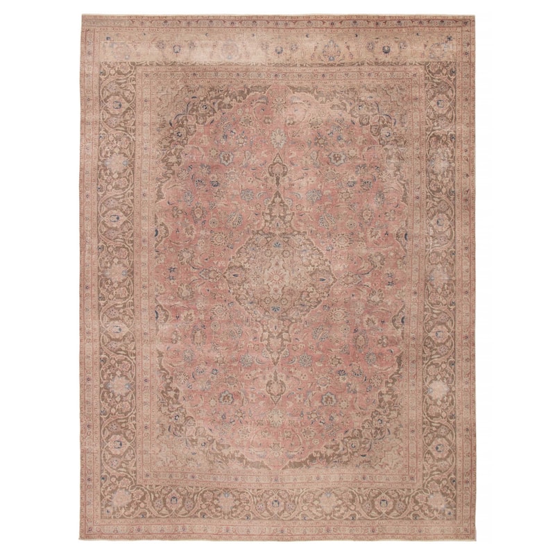 ECARPETGALLERY Hand-knotted Antalya Vintage Salmon Wool Rug - 9'6 x 12'5 - Salmon - 9'6 x 12'5