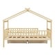preview thumbnail 46 of 47, Wooden Twin Size House Bed with Roof, Guardrail and Drawers
