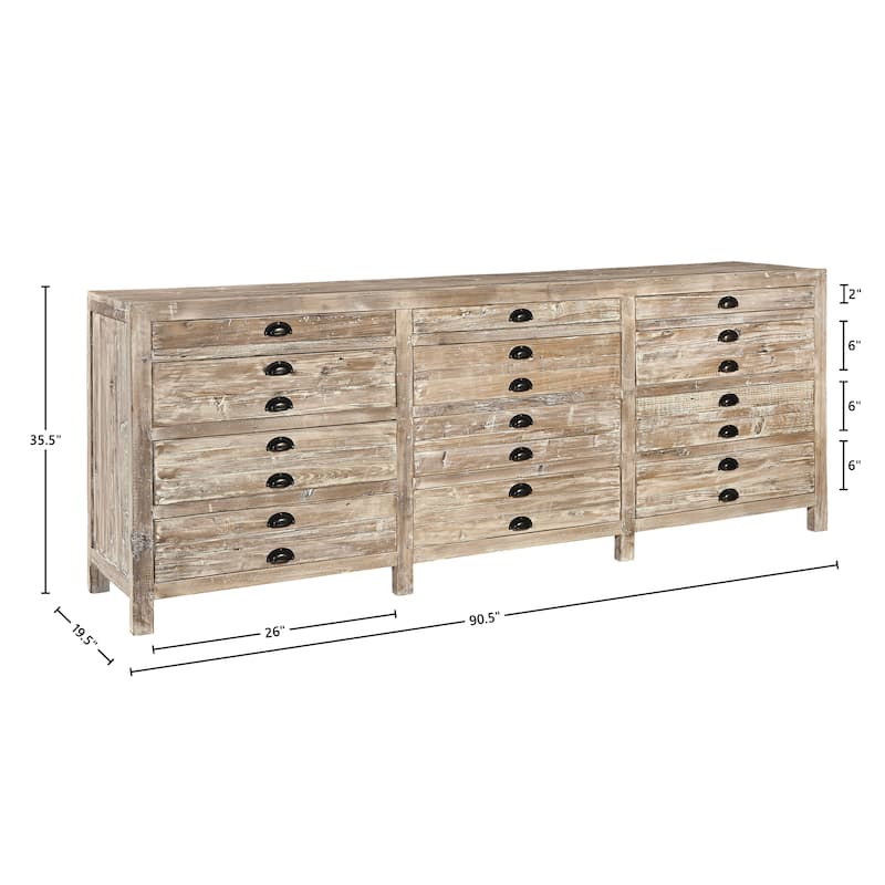 Avignon 91-inch Reclaimed Elm 12-Drawer Apothecary Chest