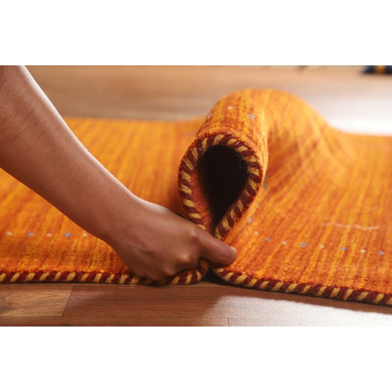 Hand Knotted Oriental 100% Wool Carpet Tribal Tribal Oranges & Rust Gabbeh Area Rug - 5' 10'' X 3' 11''