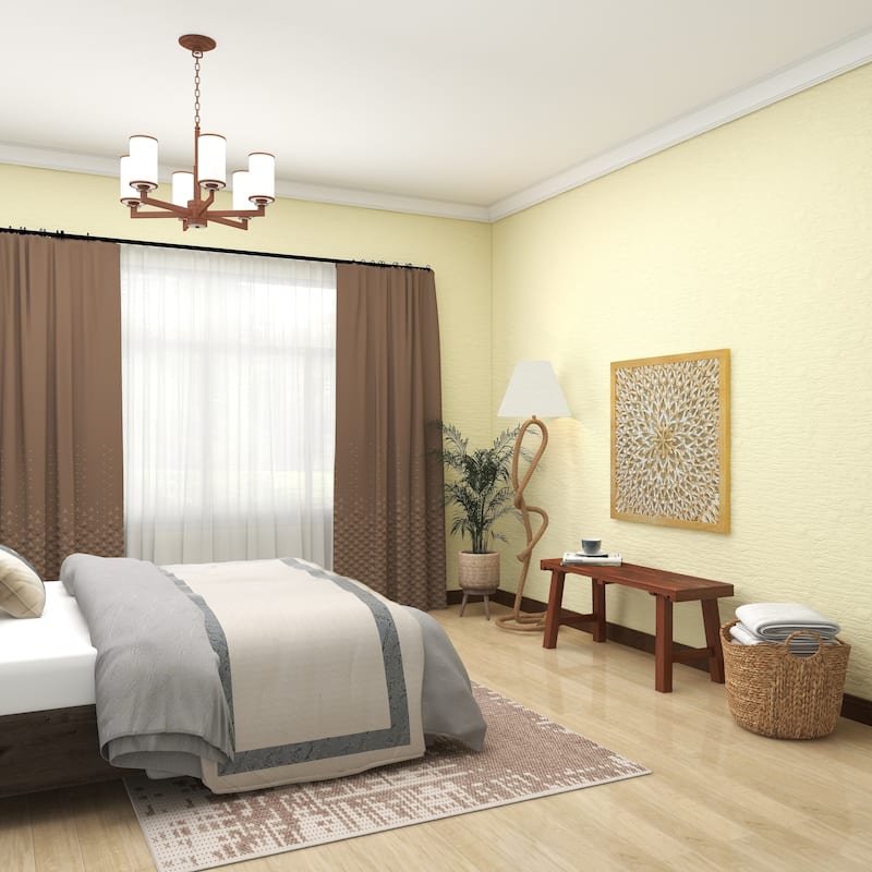 Light Brown Wood Handmade Intricately Carved Floral Home Wall Decor with Mandala Design