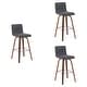 preview thumbnail 111 of 120, Skara Swivel Bar Stool, Upholstered Bar Height Chair with Bentwood Frame Set of 3 - Vintage Black Faux Leather & Walnut