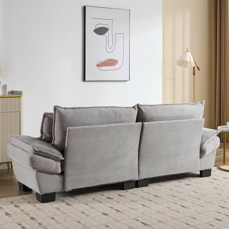 Corduroy Upholstered Loveseat Sofa, 2 Seater Sofa with Pillows, Deep Seat Sectional Sofa with Removable Cushions