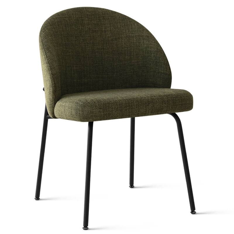 Modern Fabric Dining Chairs with Curved Back(Set of 2)
