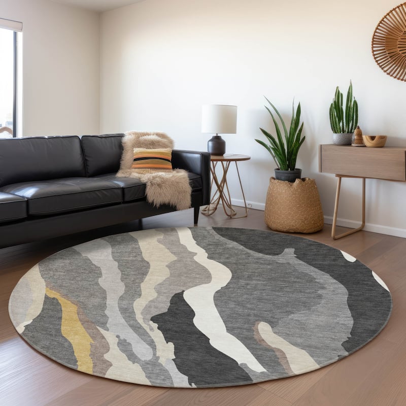 Premium Washable Super Soft Mid Century Modern Mayfield Rug - Gray - 8' x 8'