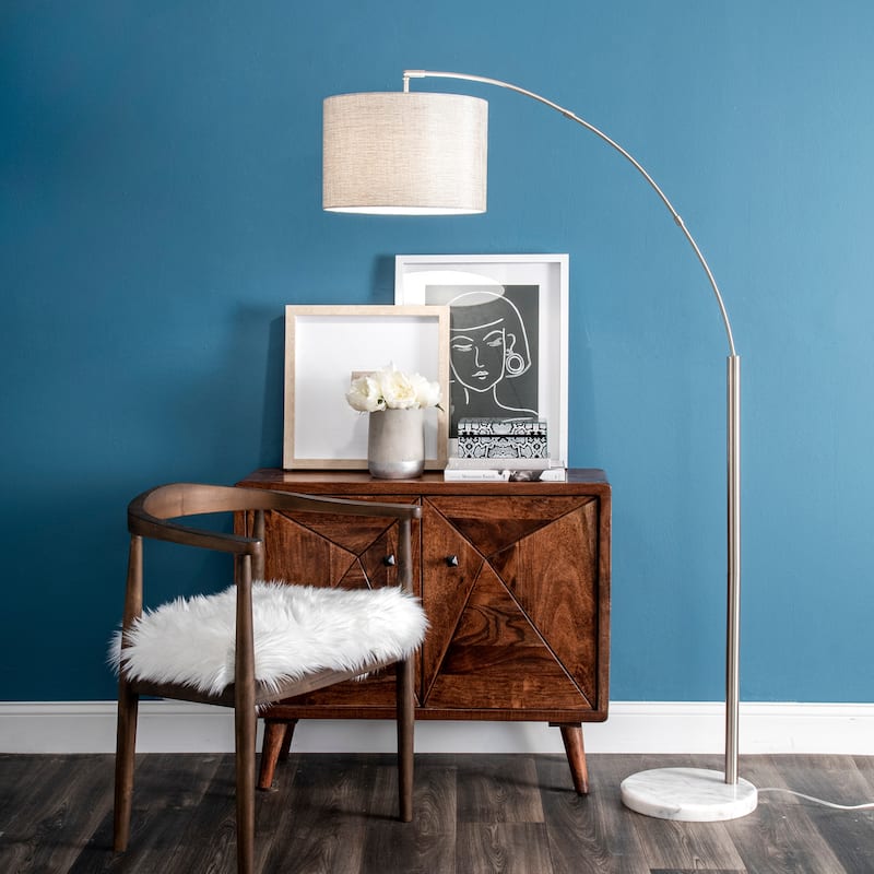 Nuloom Belton 69" Marble Floor Lamp - 37"W x 12"D x 68.5"H - 37"W x 12"D x 68.5"H - Silver